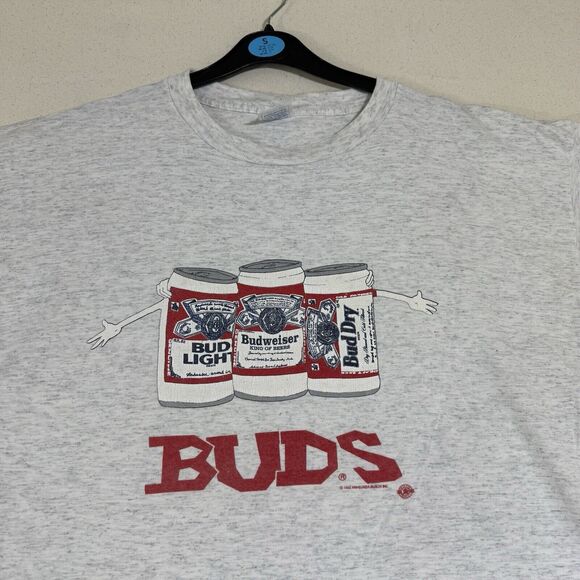 Vtg 90s  Budweiser Bud Dry Bud Light Draft Beer T Shirt XL  Made In USA - Picture 4 of 13